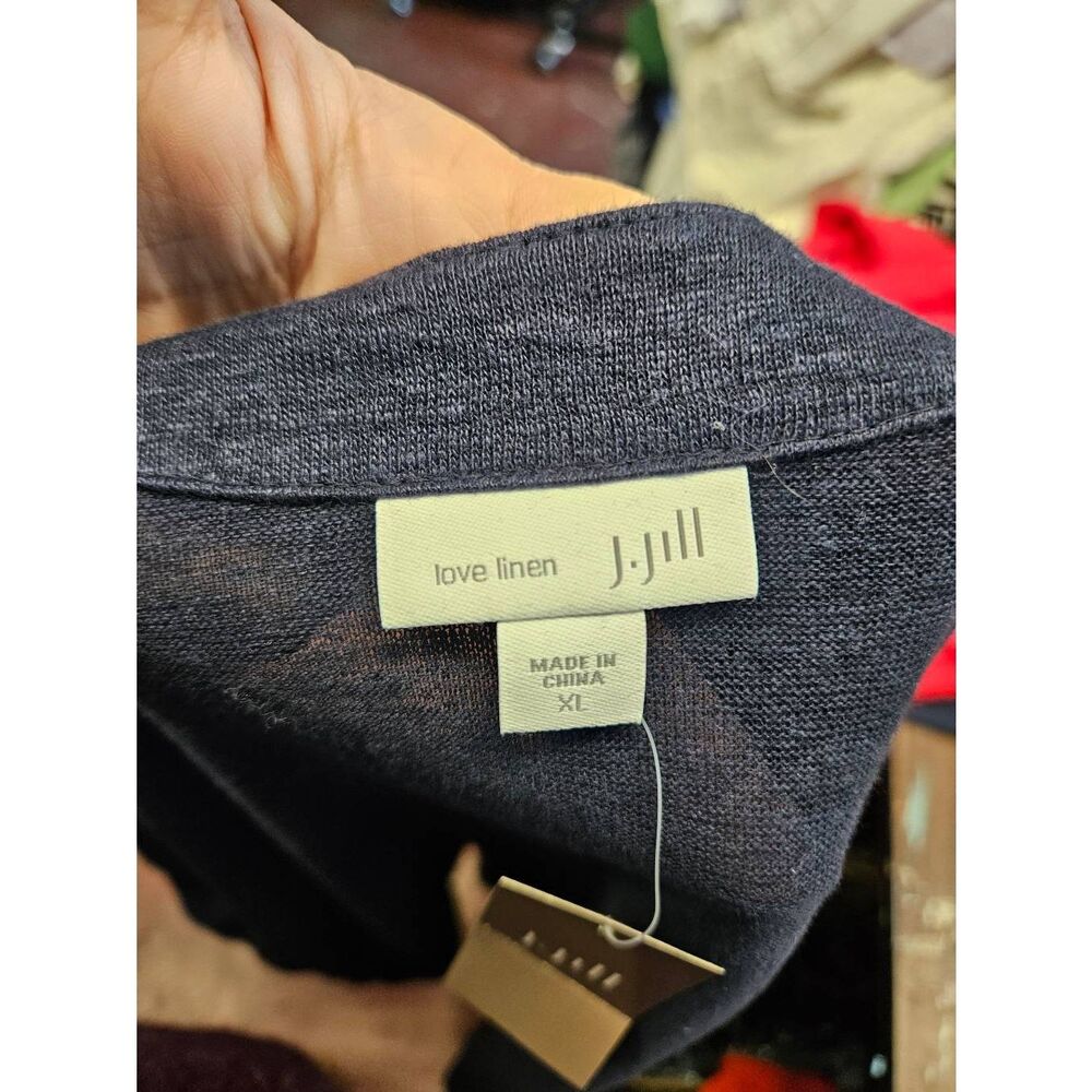 J Jill Navy Linen Cardigan Sweater Womens Size XL NEW TAGS - Picture 5 of 10